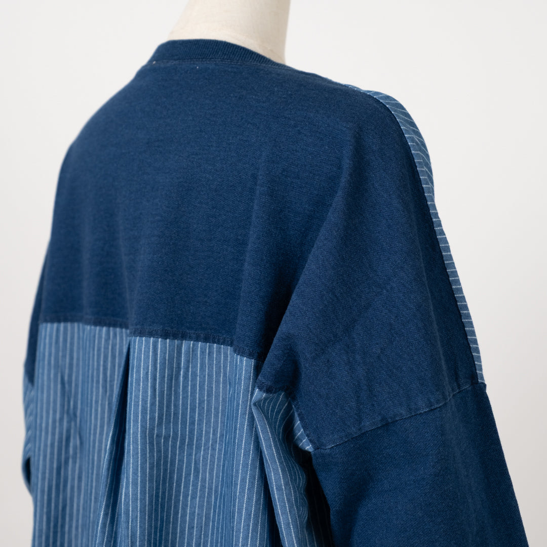 インディゴ裏毛パッチポケットプルオーバー