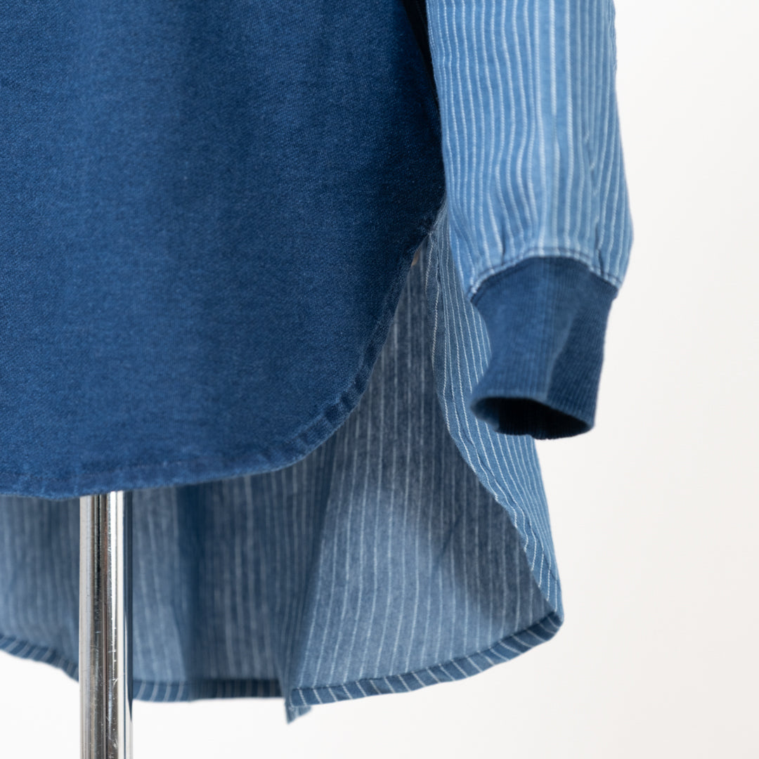 インディゴ裏毛パッチポケットプルオーバー