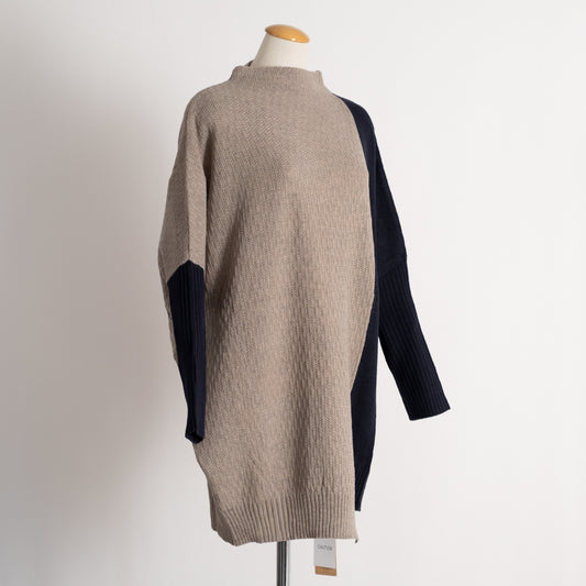 ボトルネックコクーンバイカラーチュニック