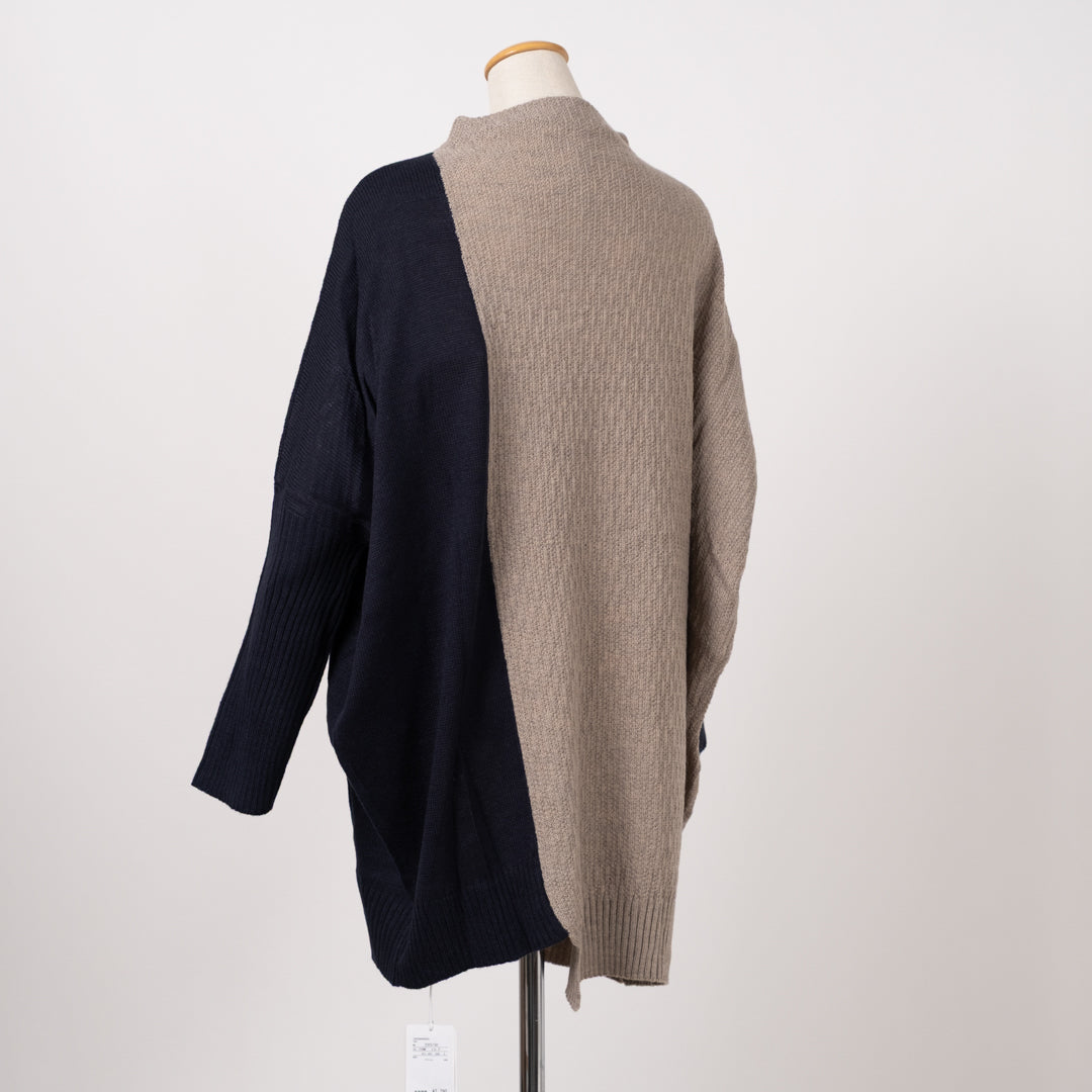 ボトルネックコクーンバイカラーチュニック