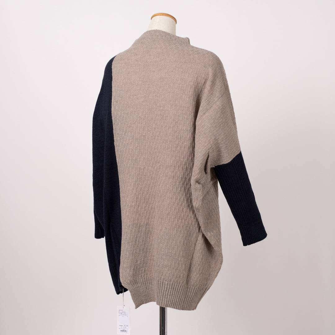 ボトルネックコクーンバイカラーチュニック