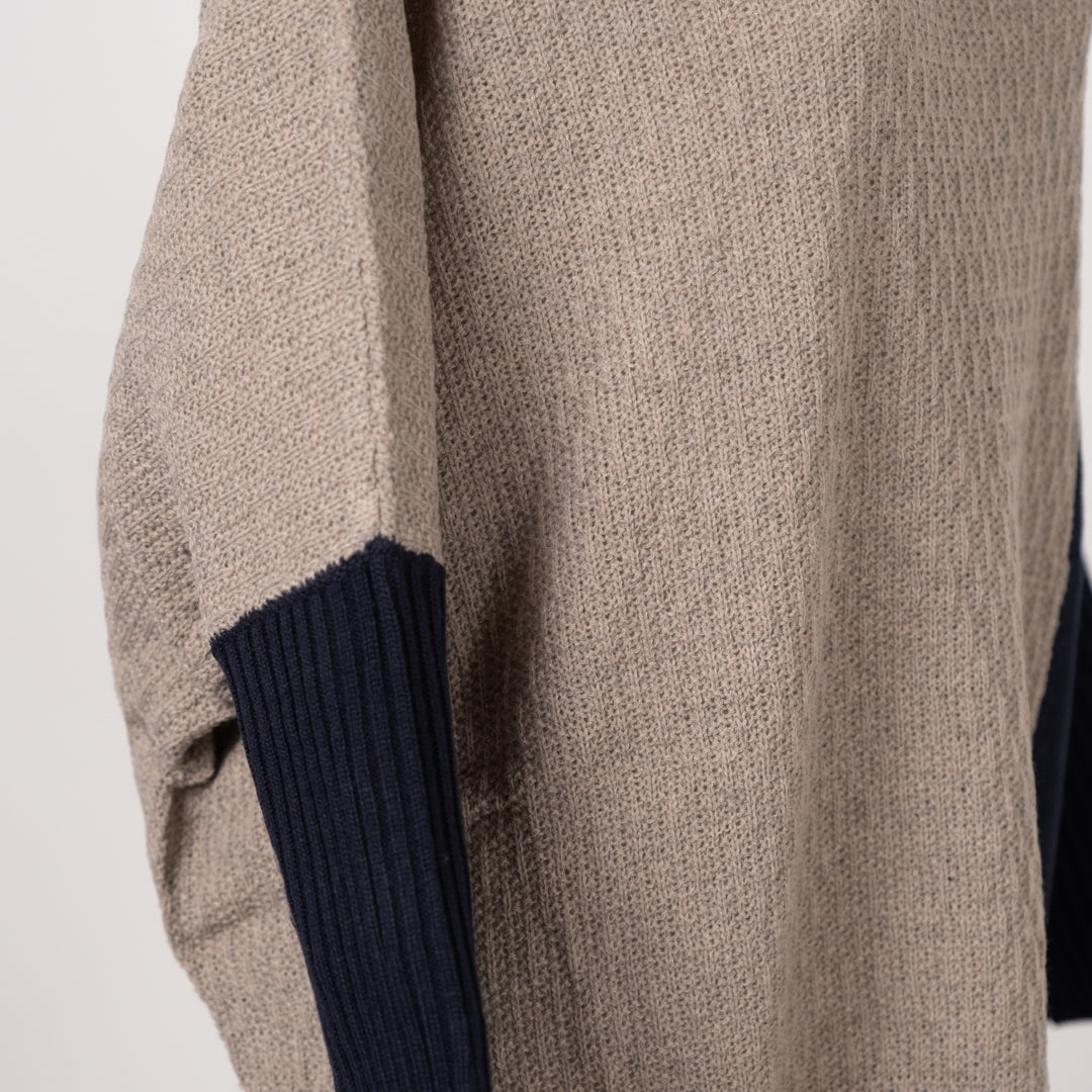 ボトルネックコクーンバイカラーチュニック