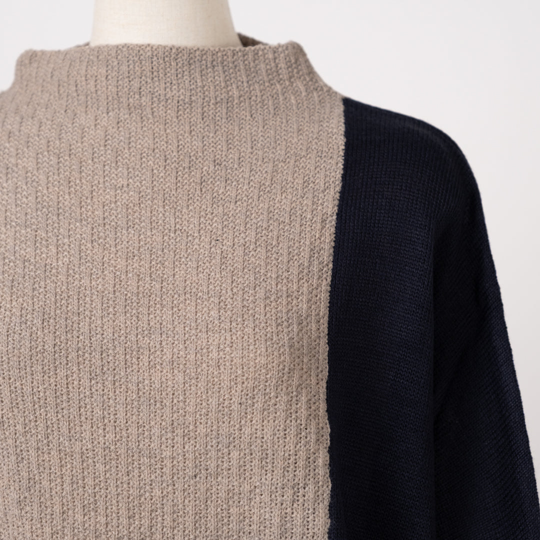 ボトルネックコクーンバイカラーチュニック