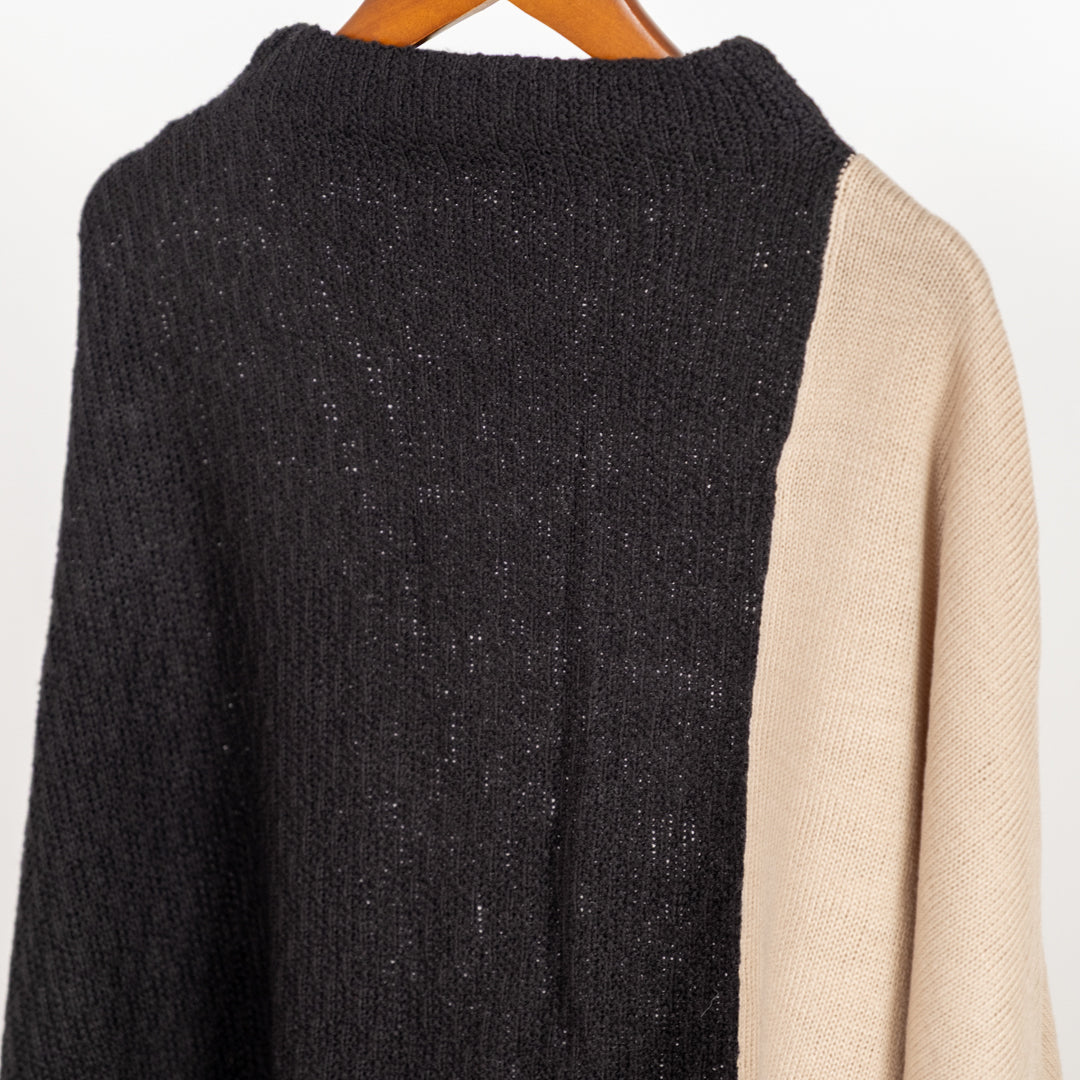 ボトルネックコクーンバイカラーチュニック