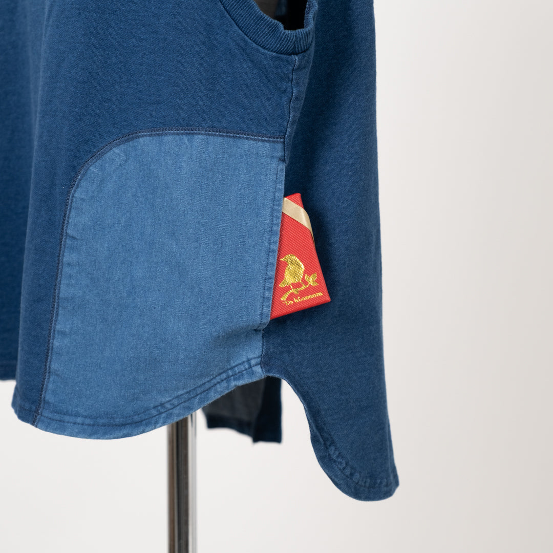 インディゴ裏毛パッチベスト