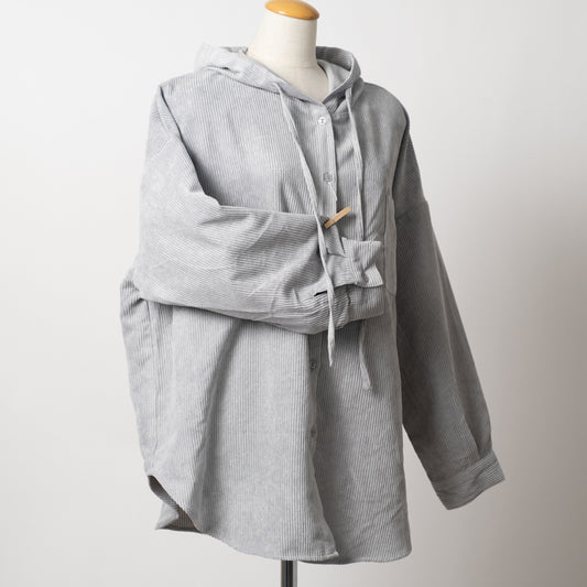コーデュロイフーディシャツ