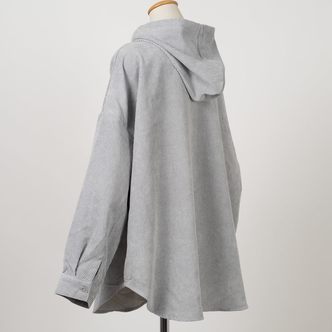 コーデュロイフーディシャツ