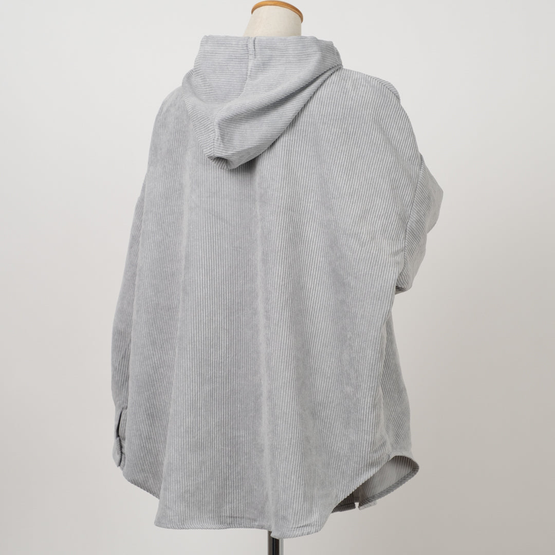 コーデュロイフーディシャツ