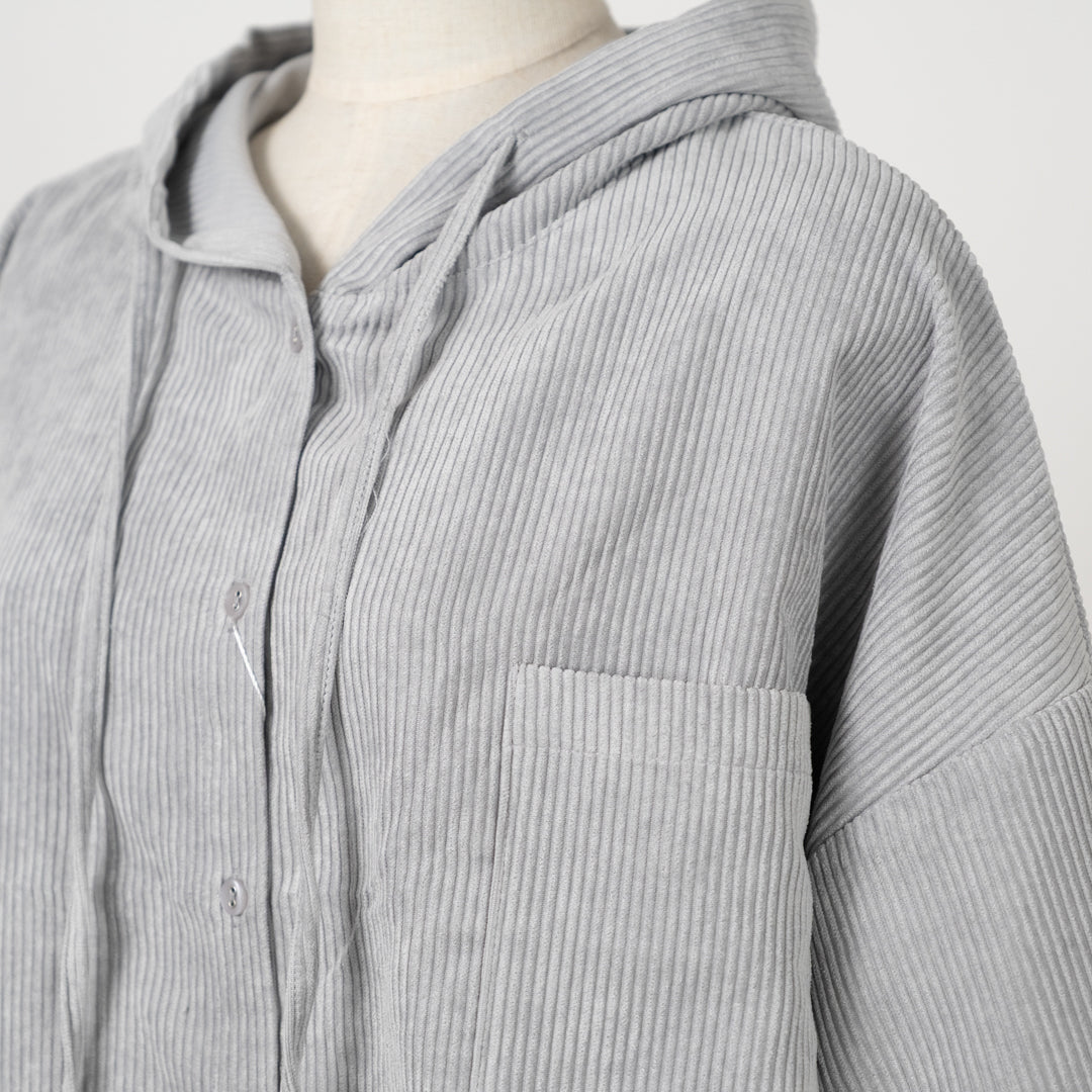 コーデュロイフーディシャツ