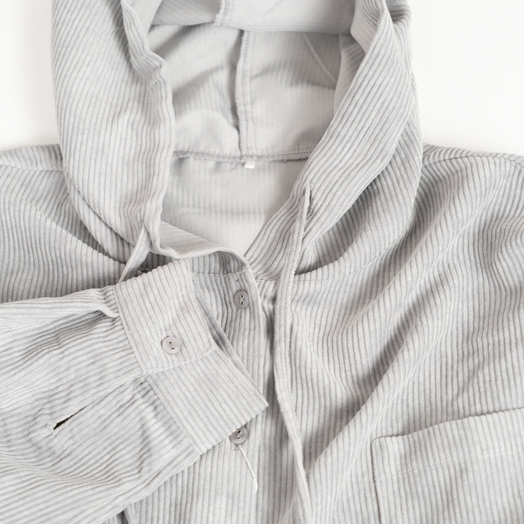コーデュロイフーディシャツ