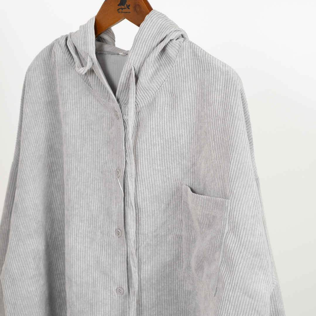 コーデュロイフーディシャツ