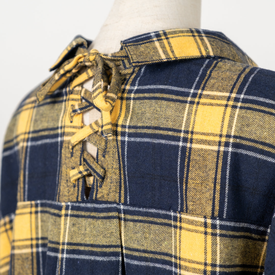 起毛チェック多ボタンタケノコシャツ