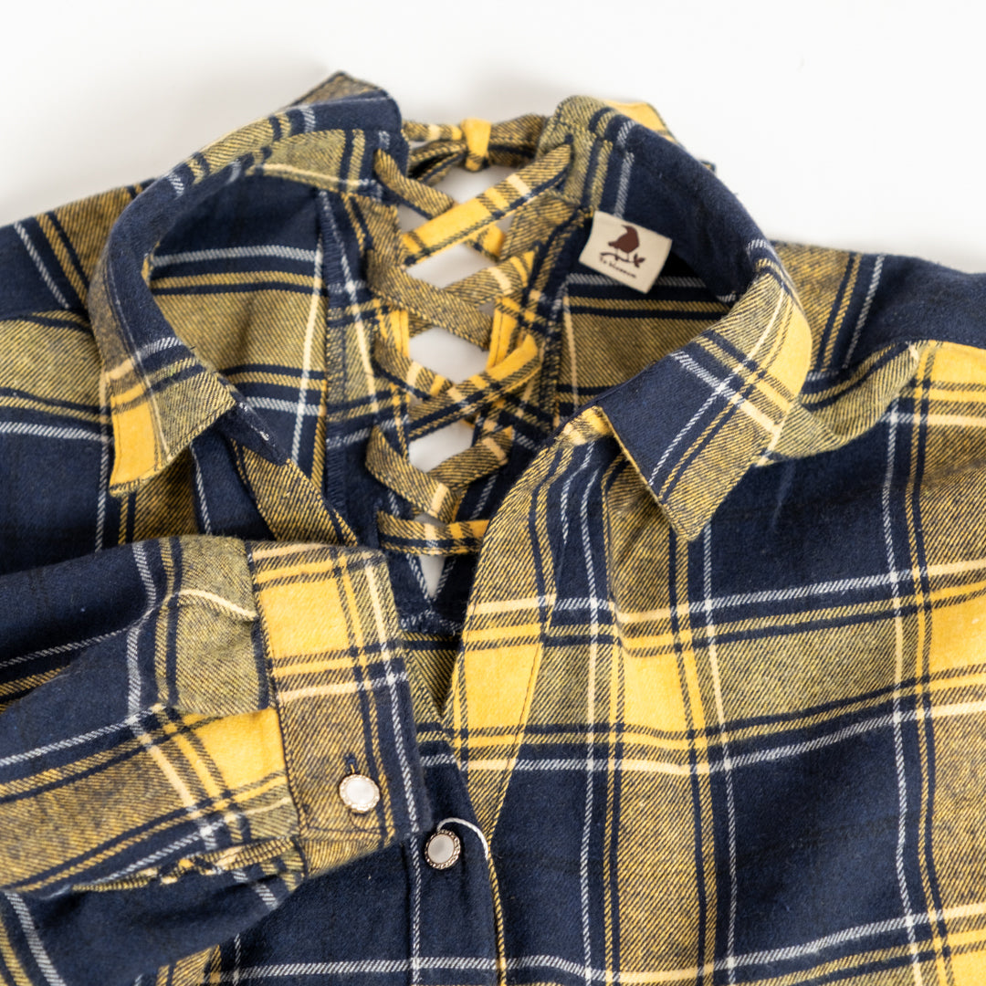 起毛チェック多ボタンタケノコシャツ