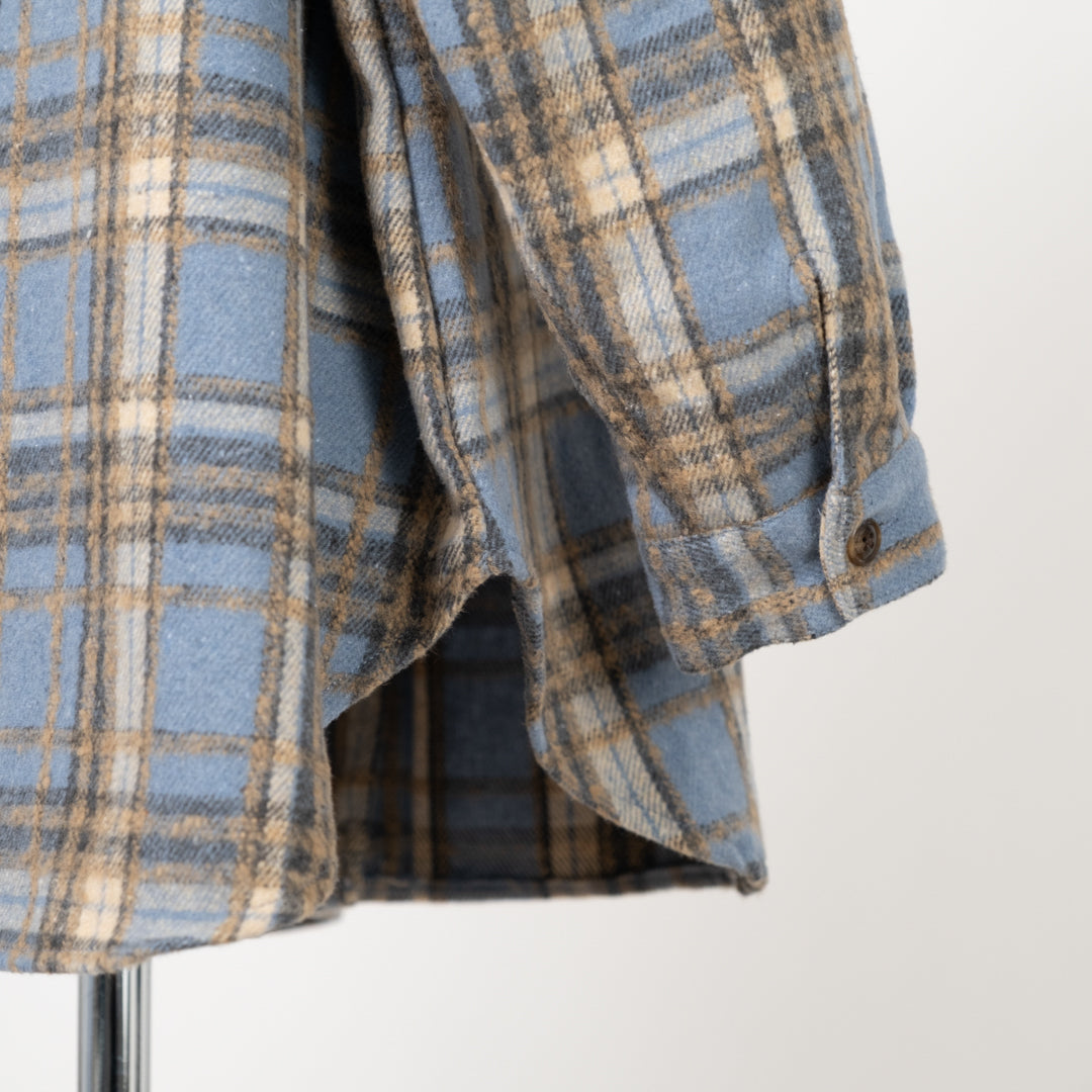 シャギーチェックフーディシャツ