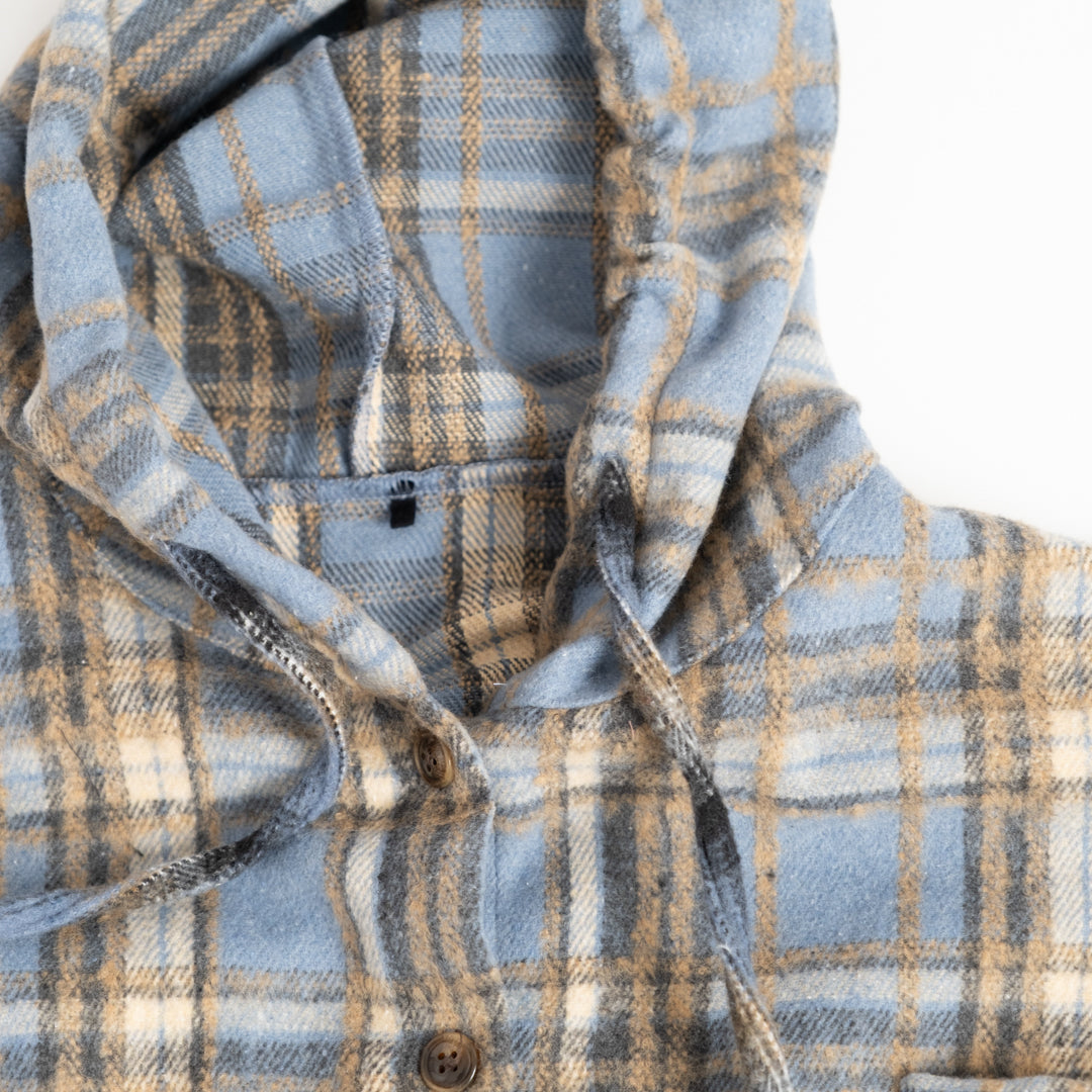 シャギーチェックフーディシャツ