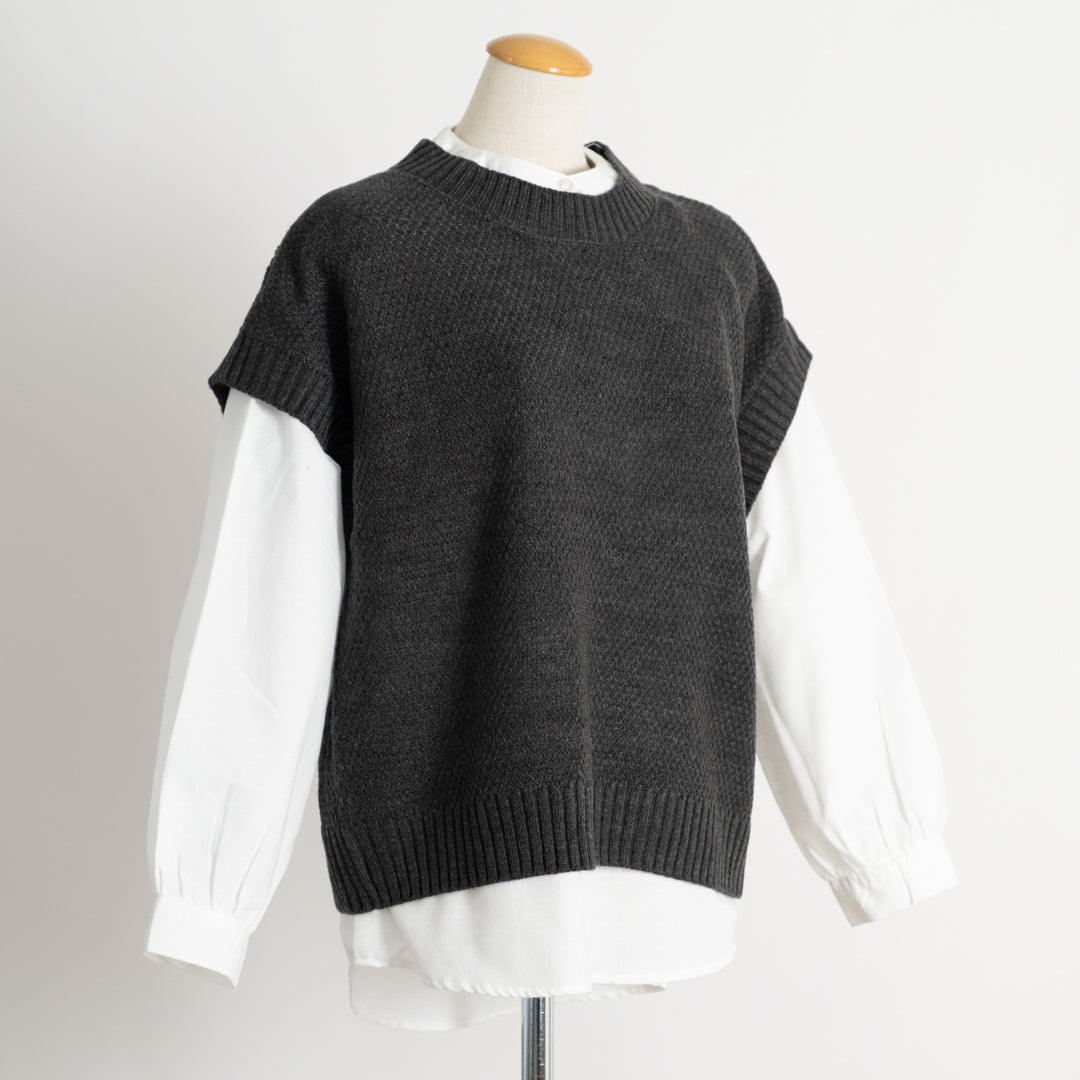 アクリルニット×ブラウスアンサンブル