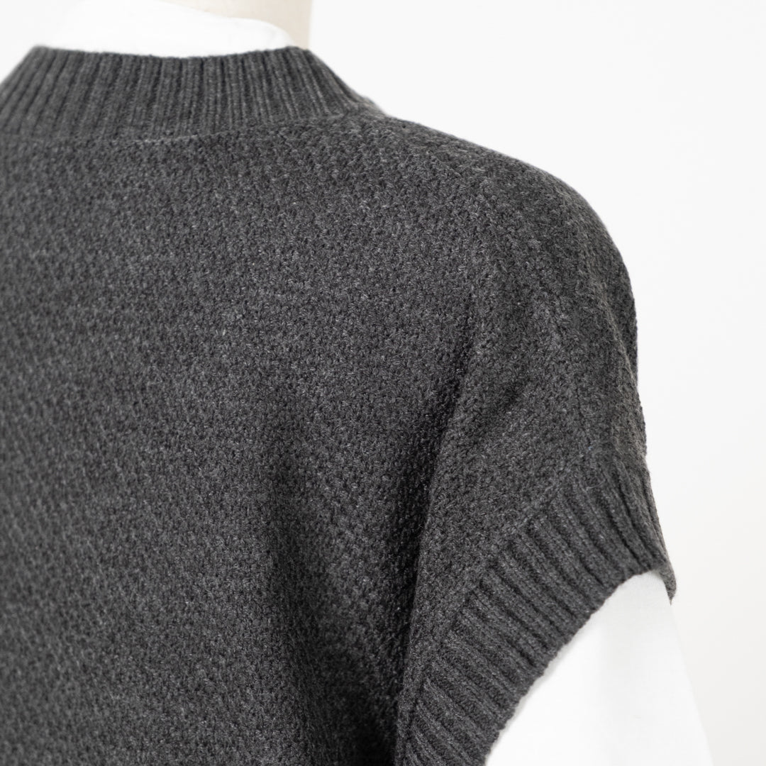 アクリルニット×ブラウスアンサンブル