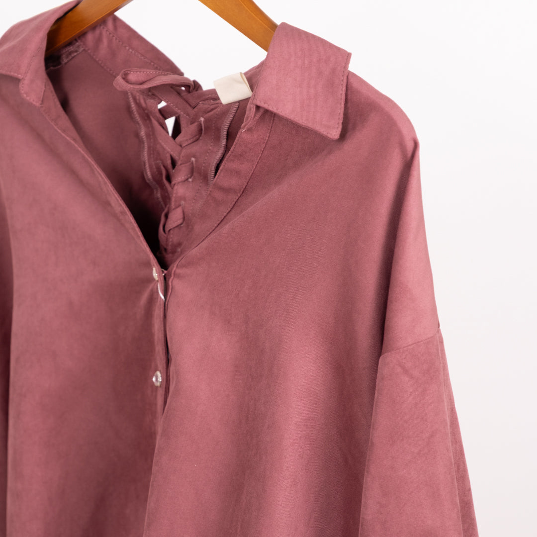 マイクロコールテン多ボタンタケノコシャツ