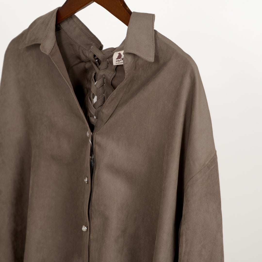 マイクロコールテン多ボタンタケノコシャツ