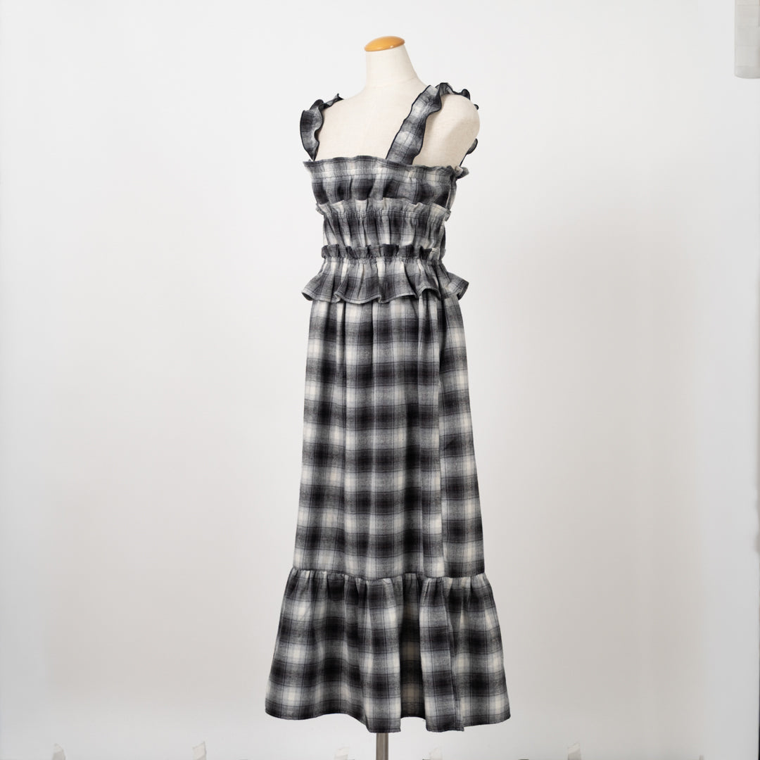 チェックティアードキャミソールワンピース