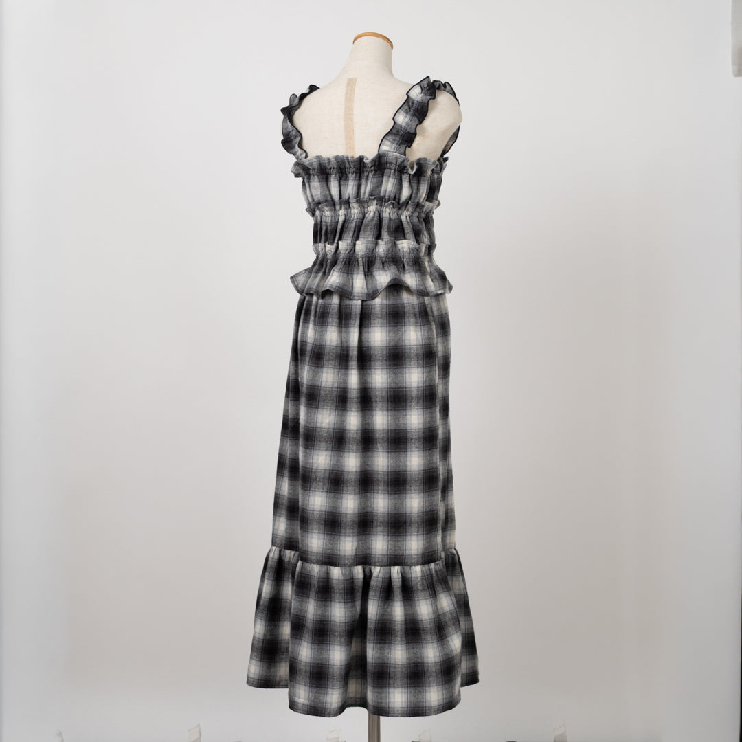 チェックティアードキャミソールワンピース