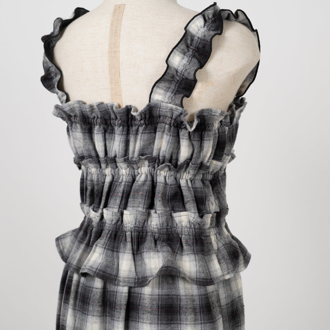 チェックティアードキャミソールワンピース