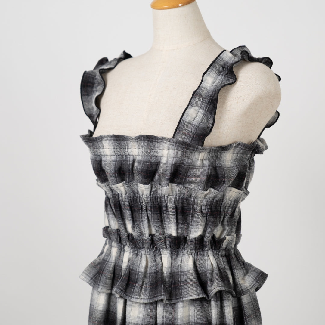 チェックティアードキャミソールワンピース