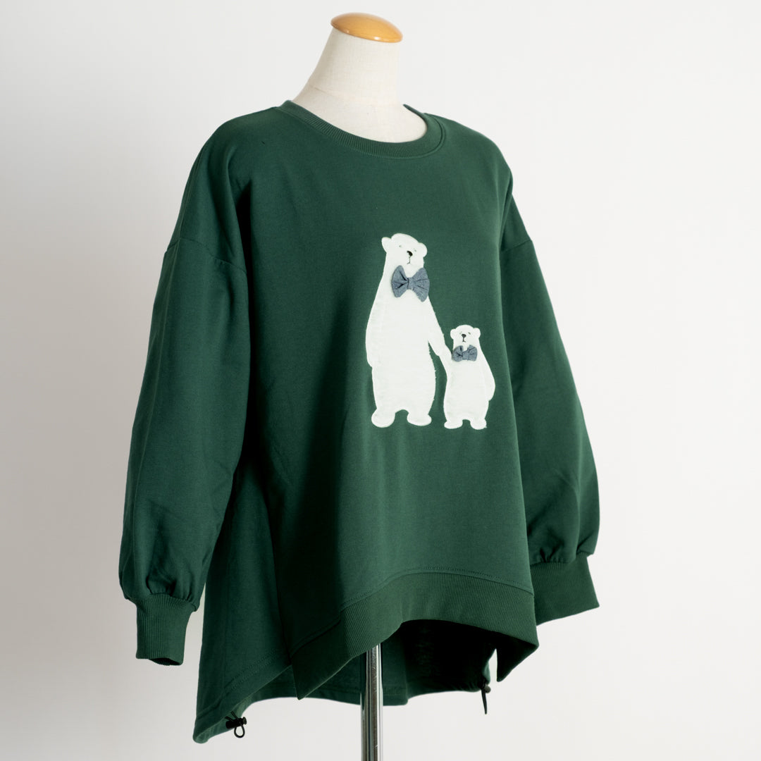 裏毛くまアップリケプルオーバー