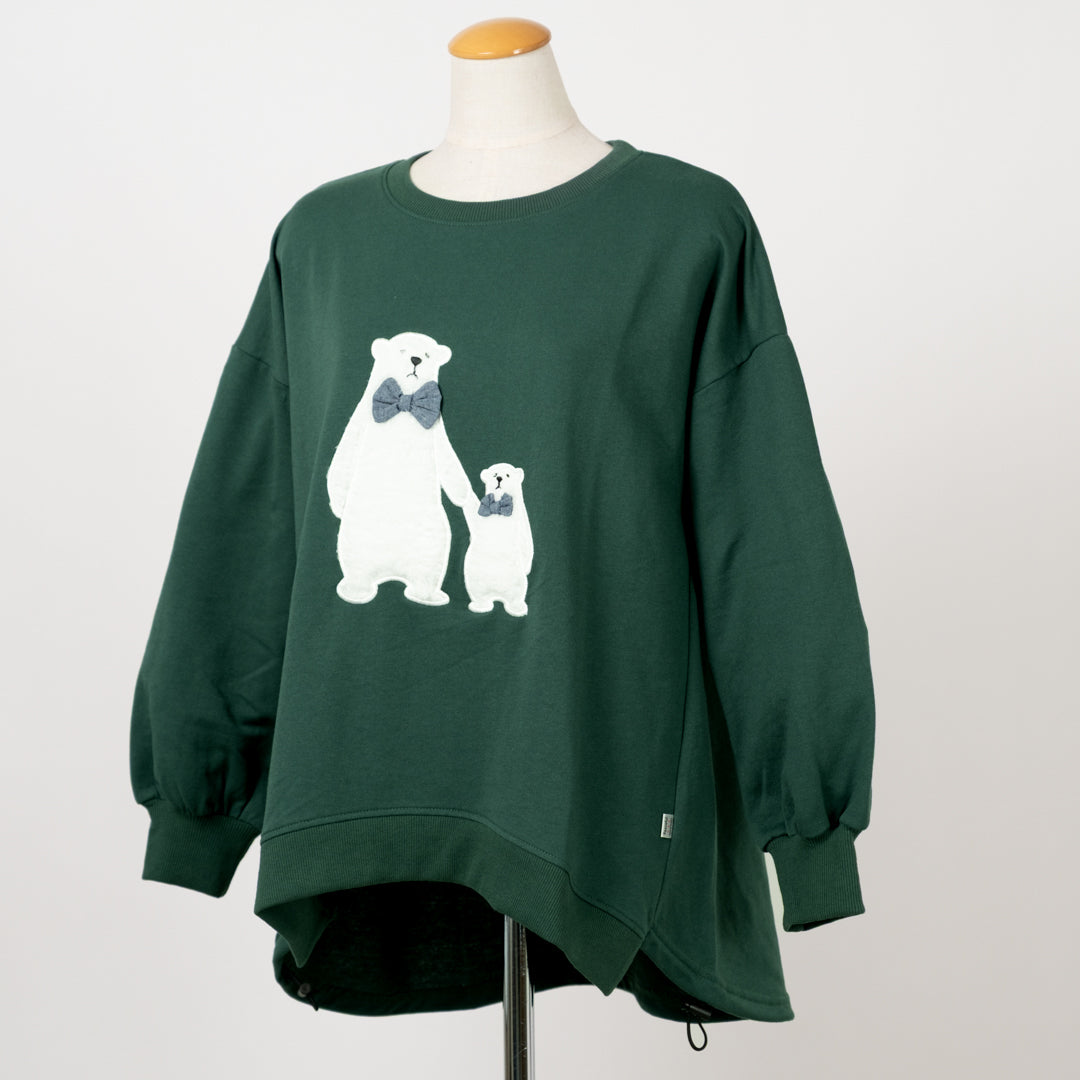 裏毛くまアップリケプルオーバー
