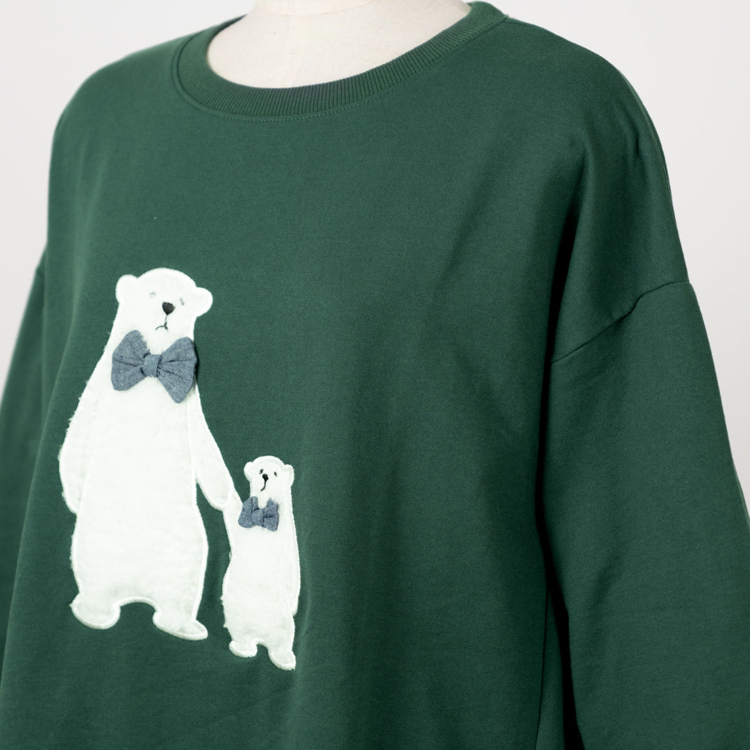 裏毛くまアップリケプルオーバー
