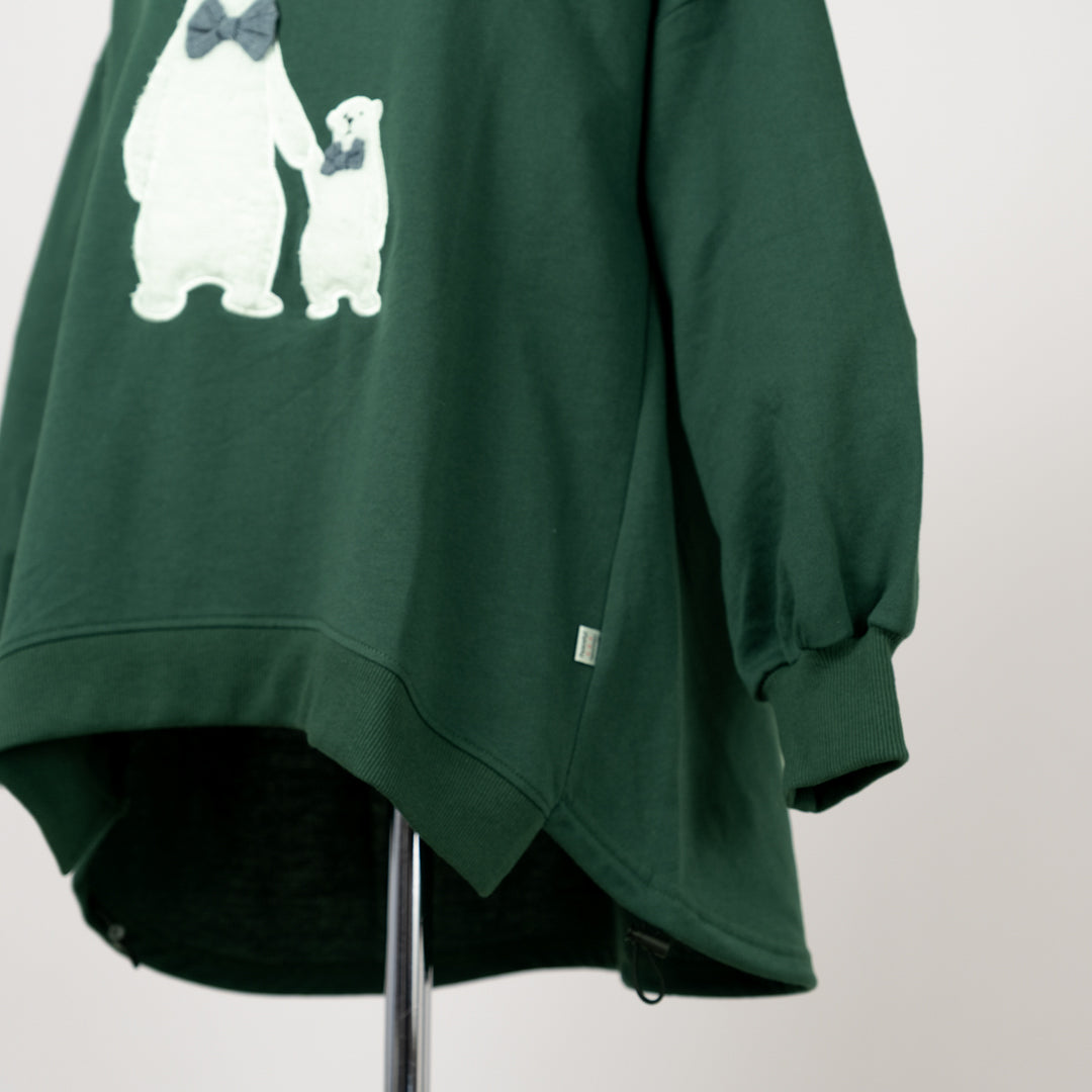 裏毛くまアップリケプルオーバー