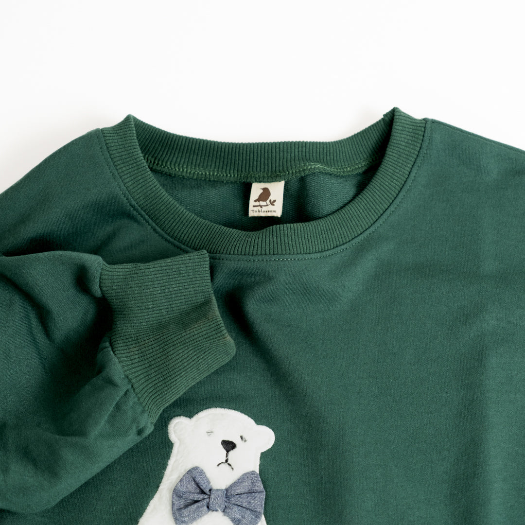 裏毛くまアップリケプルオーバー