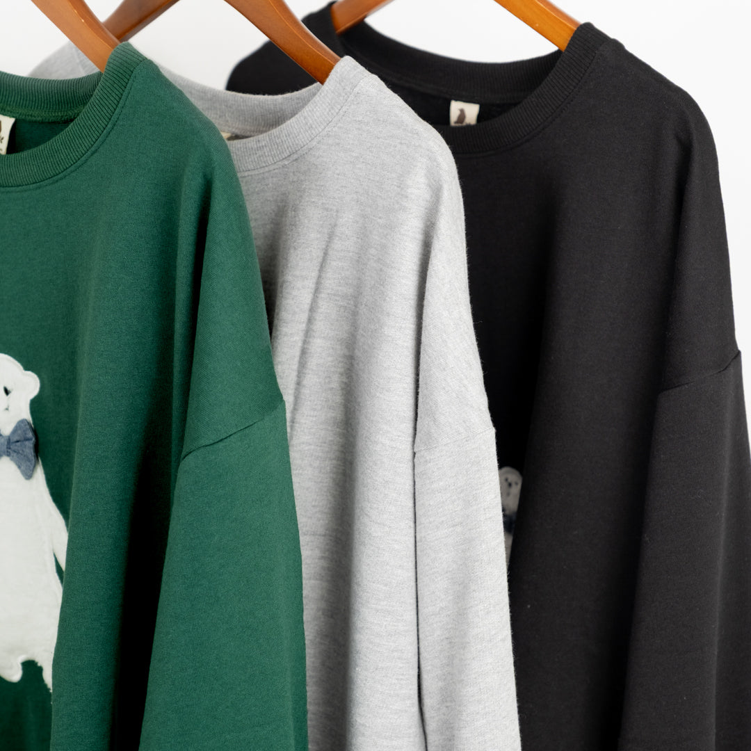 裏毛くまアップリケプルオーバー