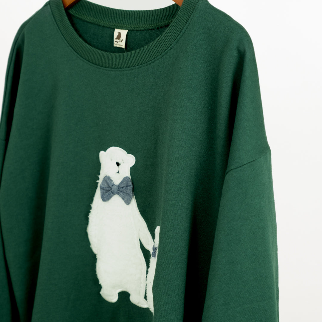 裏毛くまアップリケプルオーバー