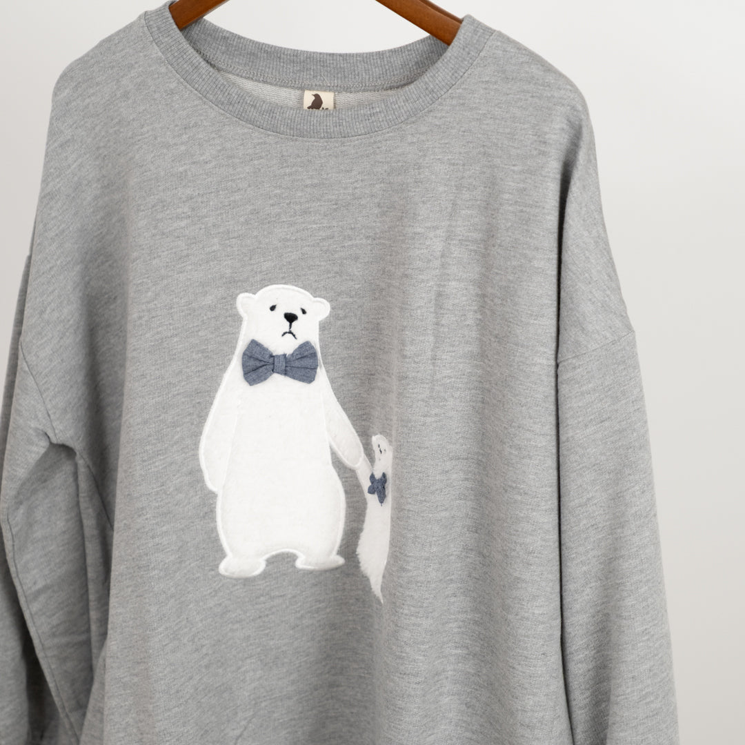 裏毛くまアップリケプルオーバー