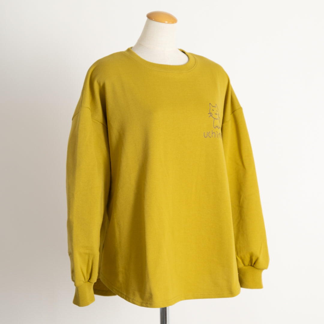 裏毛ウチネコ刺しゅうプルオーバー