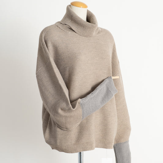 袖配色切替ニット
