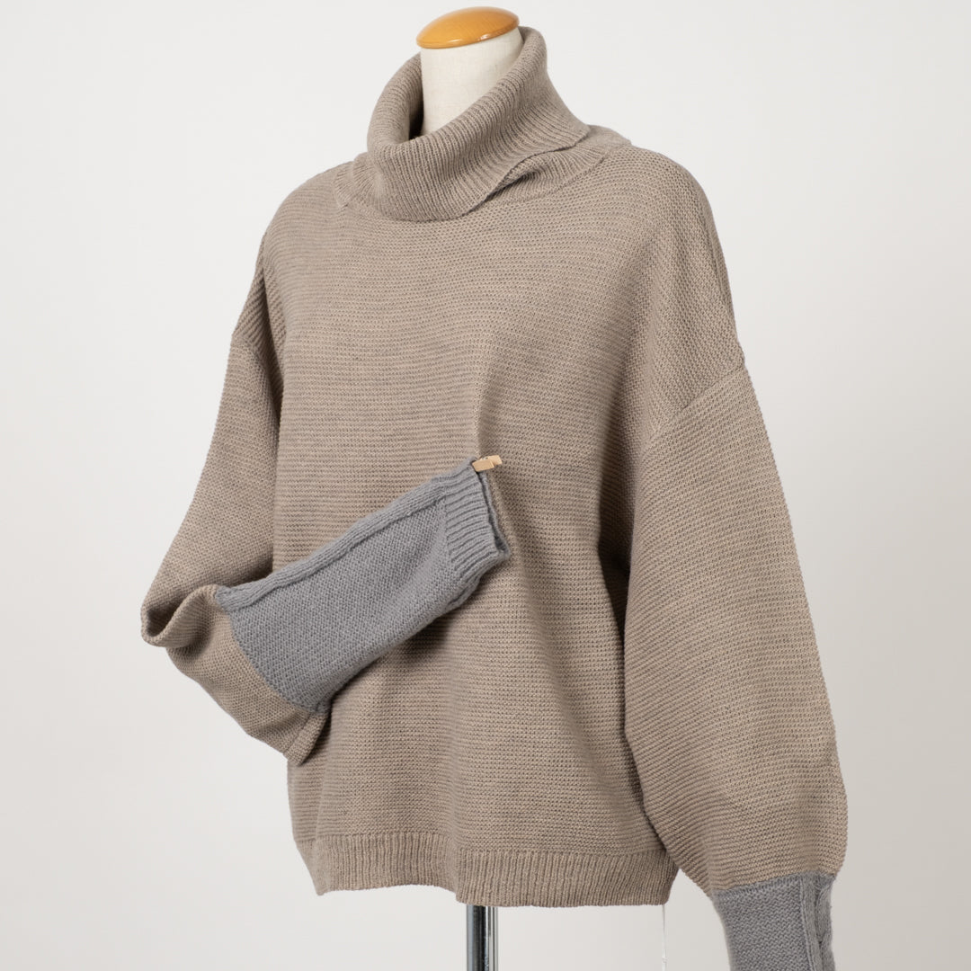 袖配色切替ニット