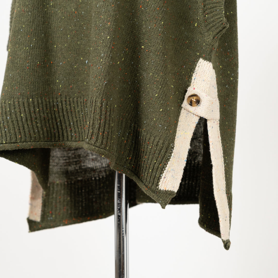 カラーネップ編み地切替ベスト