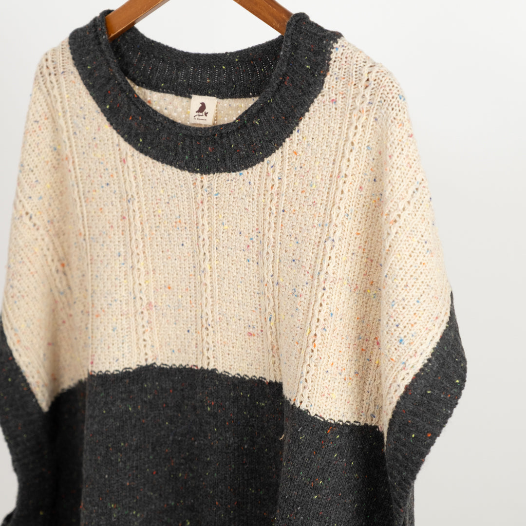 カラーネップ編み地切替ベスト