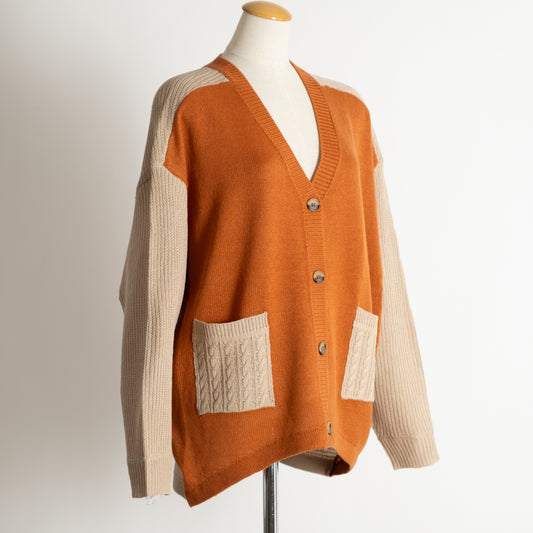 ドルマン配色カーディガン