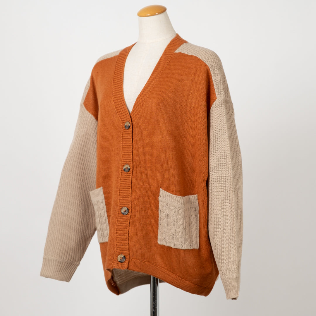 ドルマン配色カーディガン