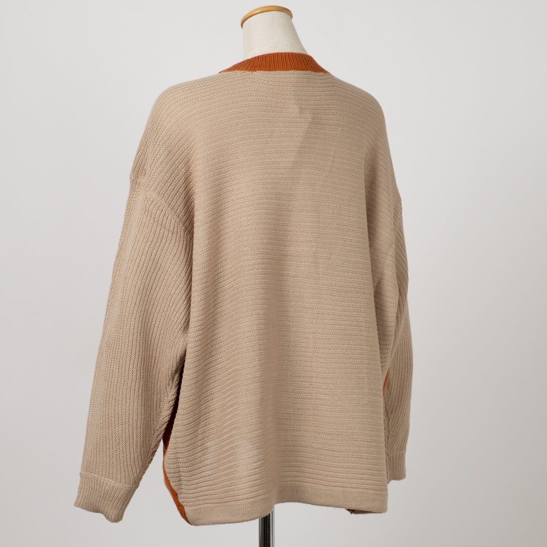 ドルマン配色カーディガン