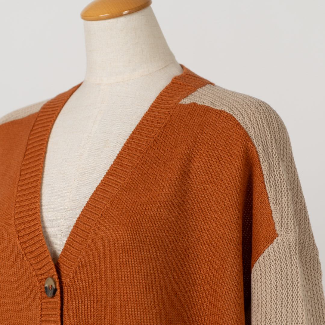 ドルマン配色カーディガン