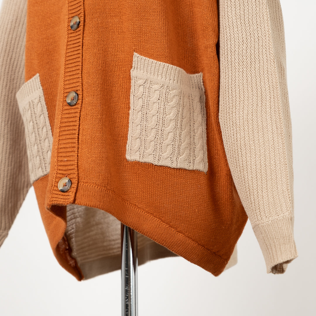 ドルマン配色カーディガン