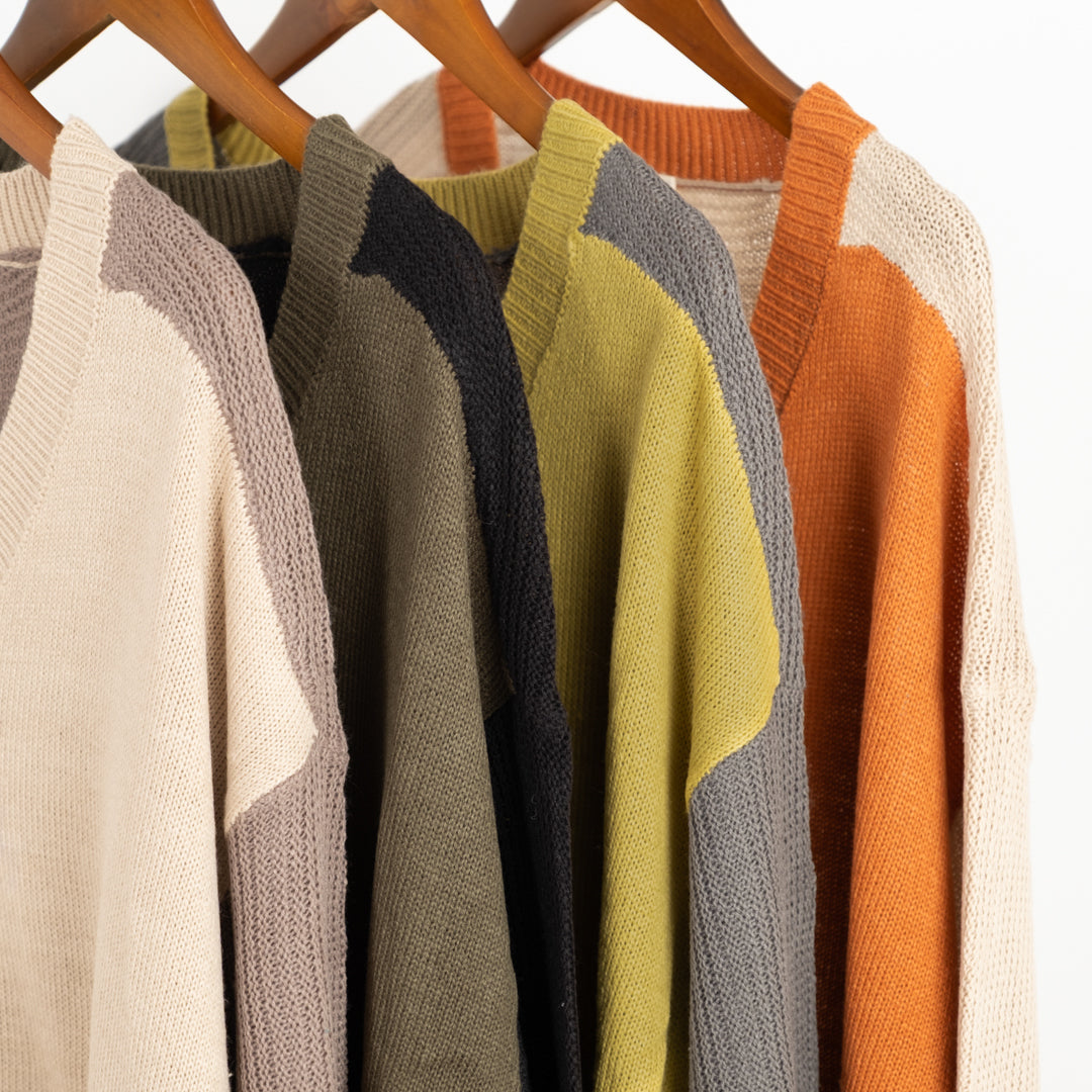 ドルマン配色カーディガン