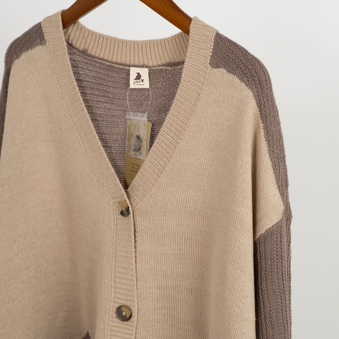 ドルマン配色カーディガン