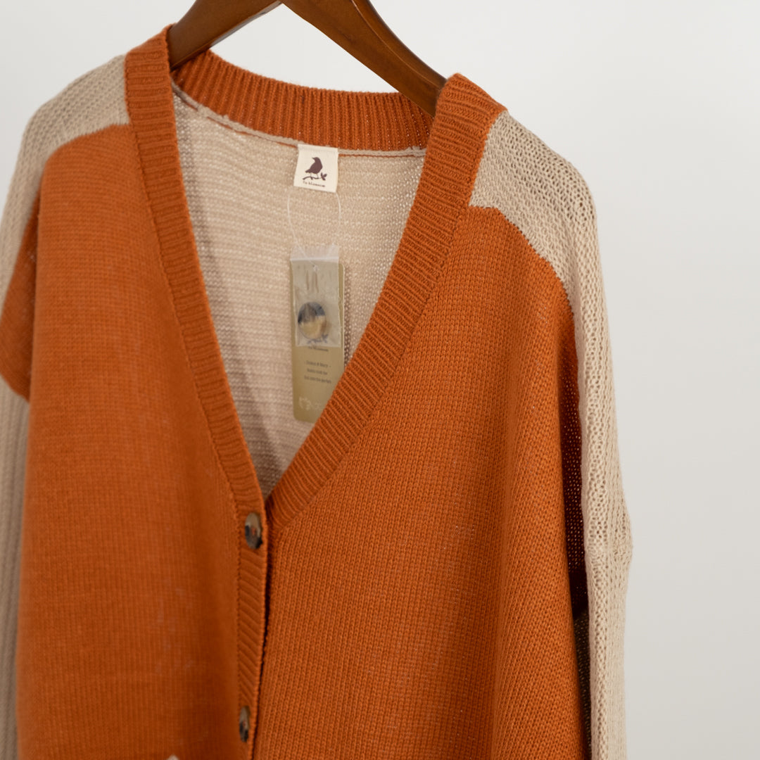 ドルマン配色カーディガン