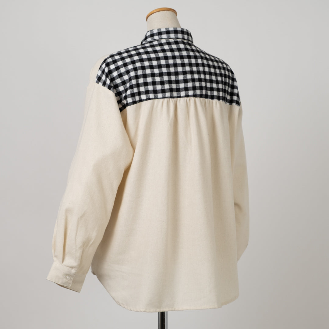 お散歩刺しゅう切替ブラウス