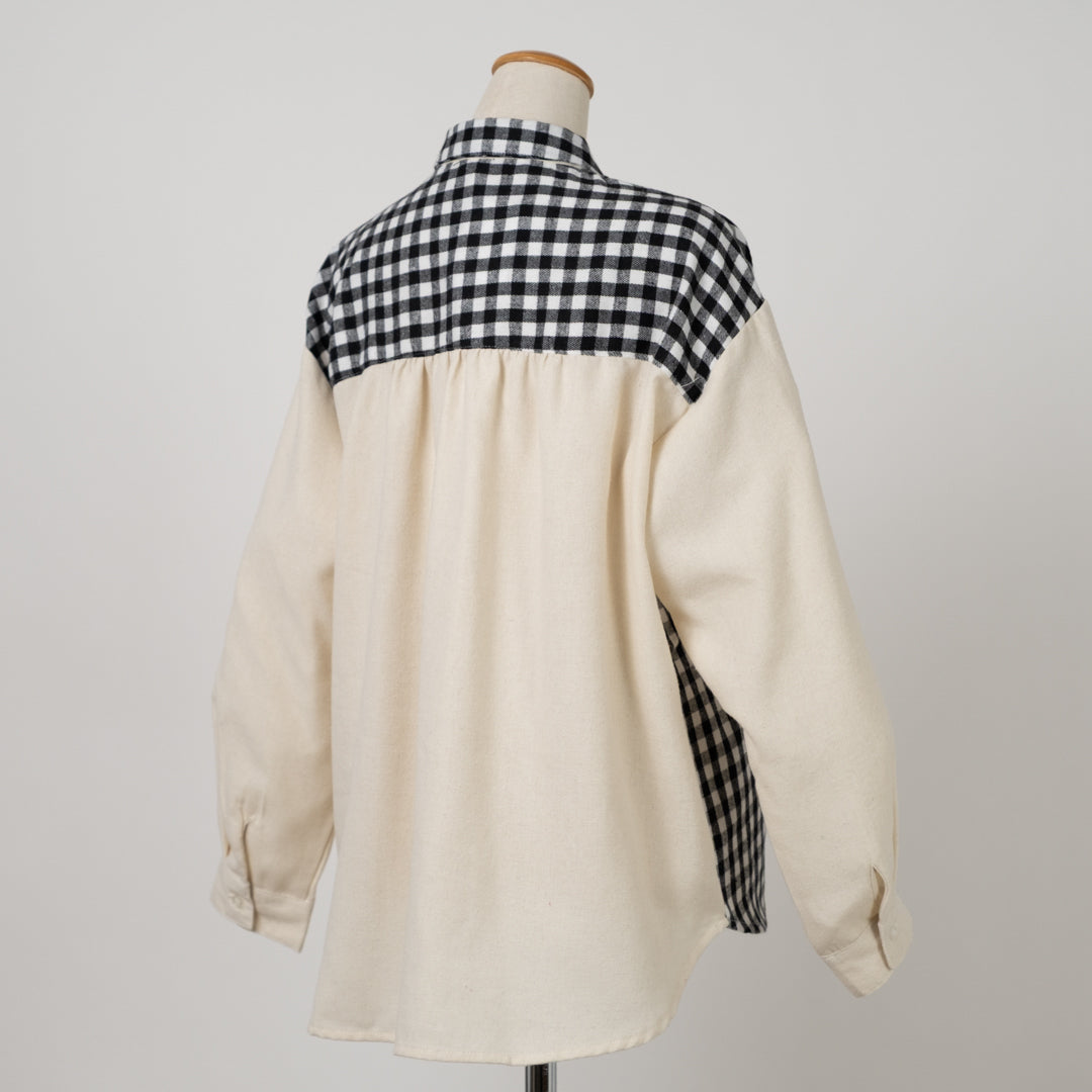 お散歩刺しゅう切替ブラウス